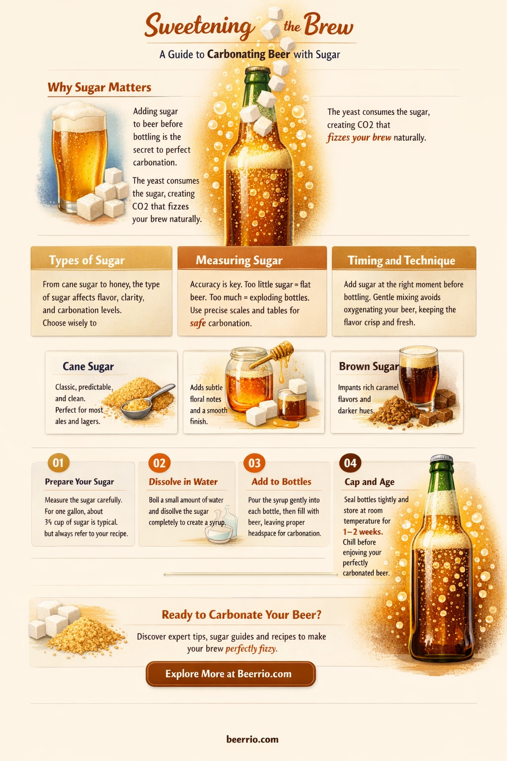how many teaspoons of sugar to carbonate 16 oz beer