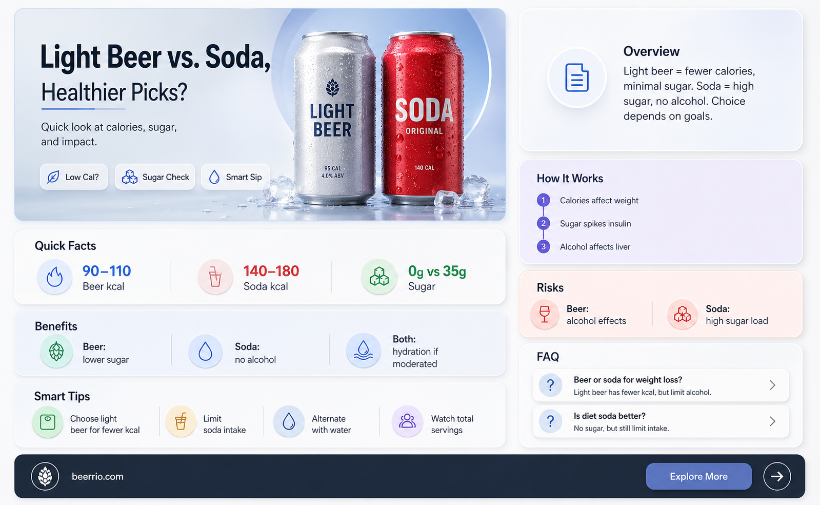 is light beer healthier than soda