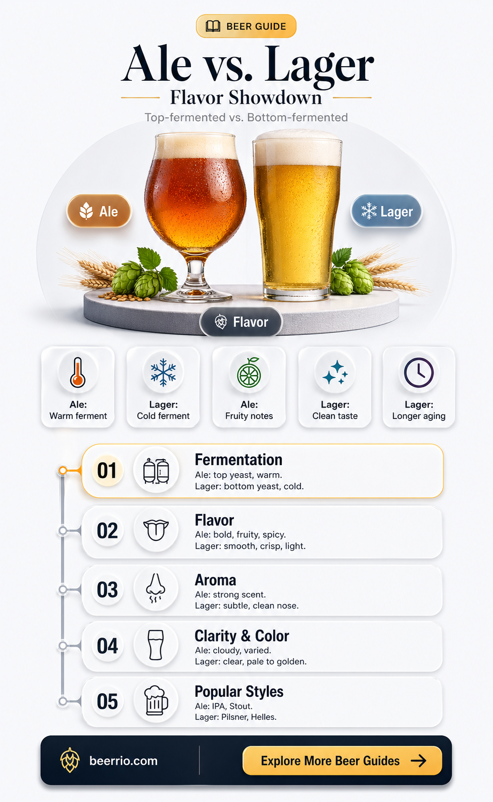 what is the difference between ale and lager beer