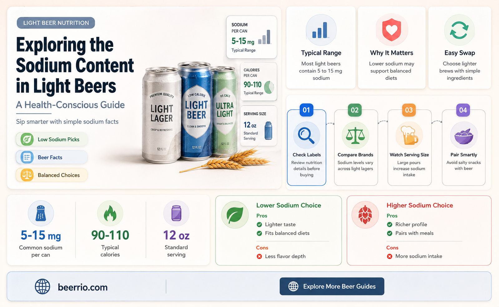 is light beer high in sodium