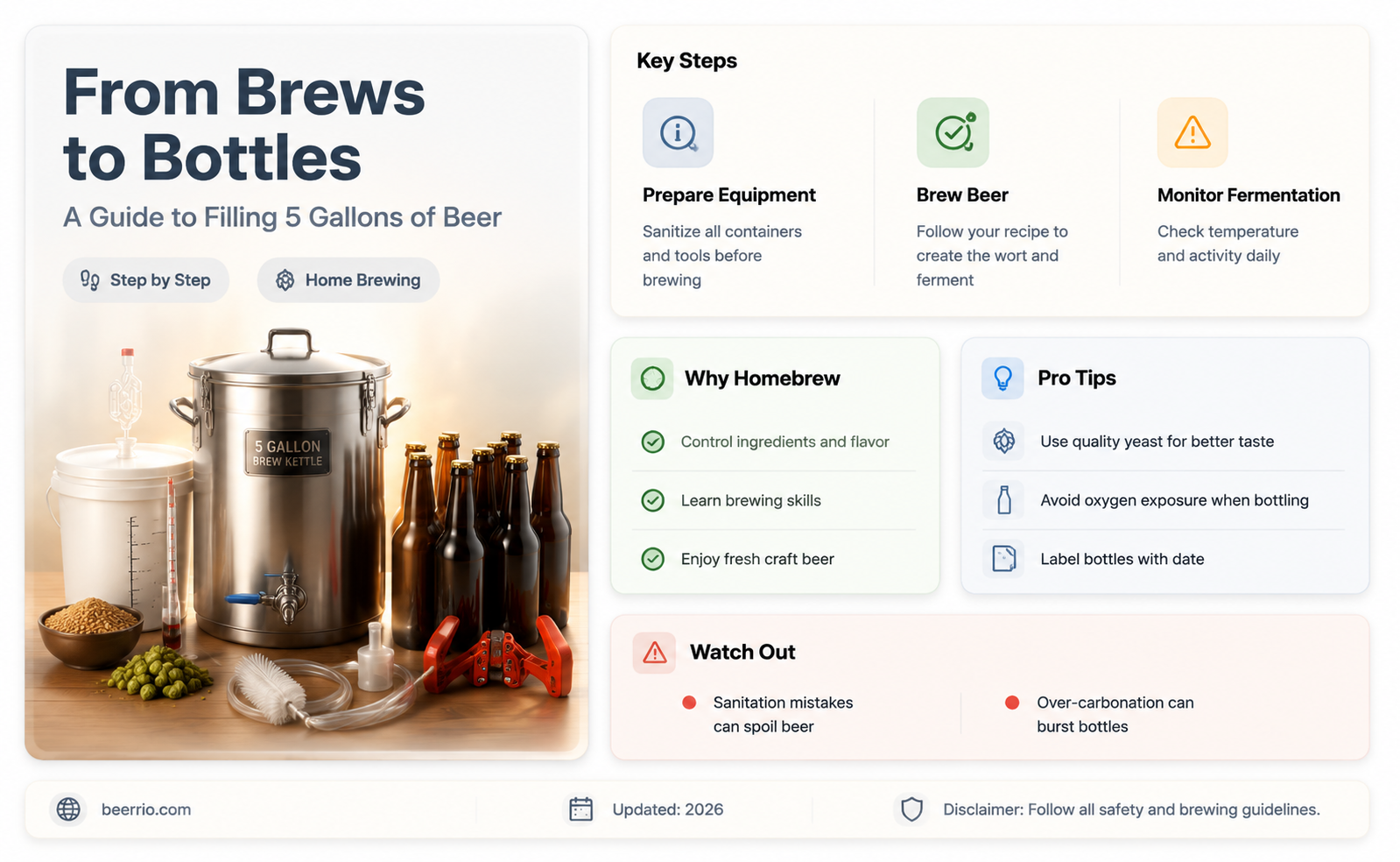 how many bottles for 5 gallons of beer