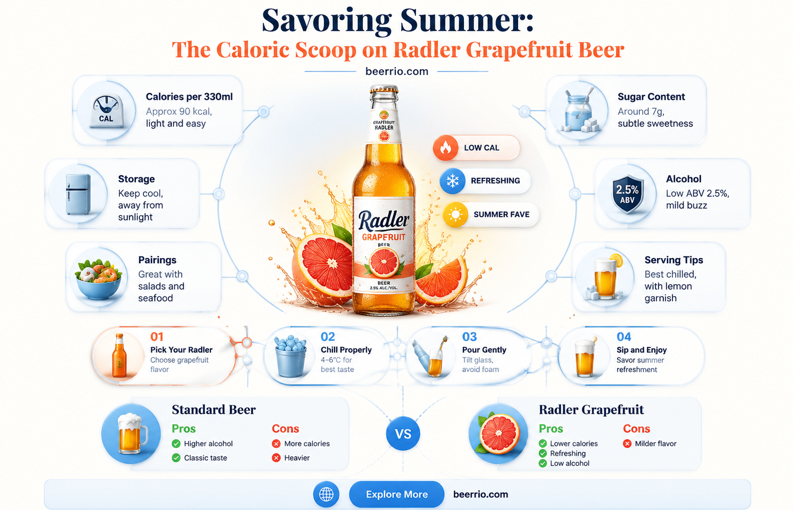 how many calories in a radler grapefruit beer