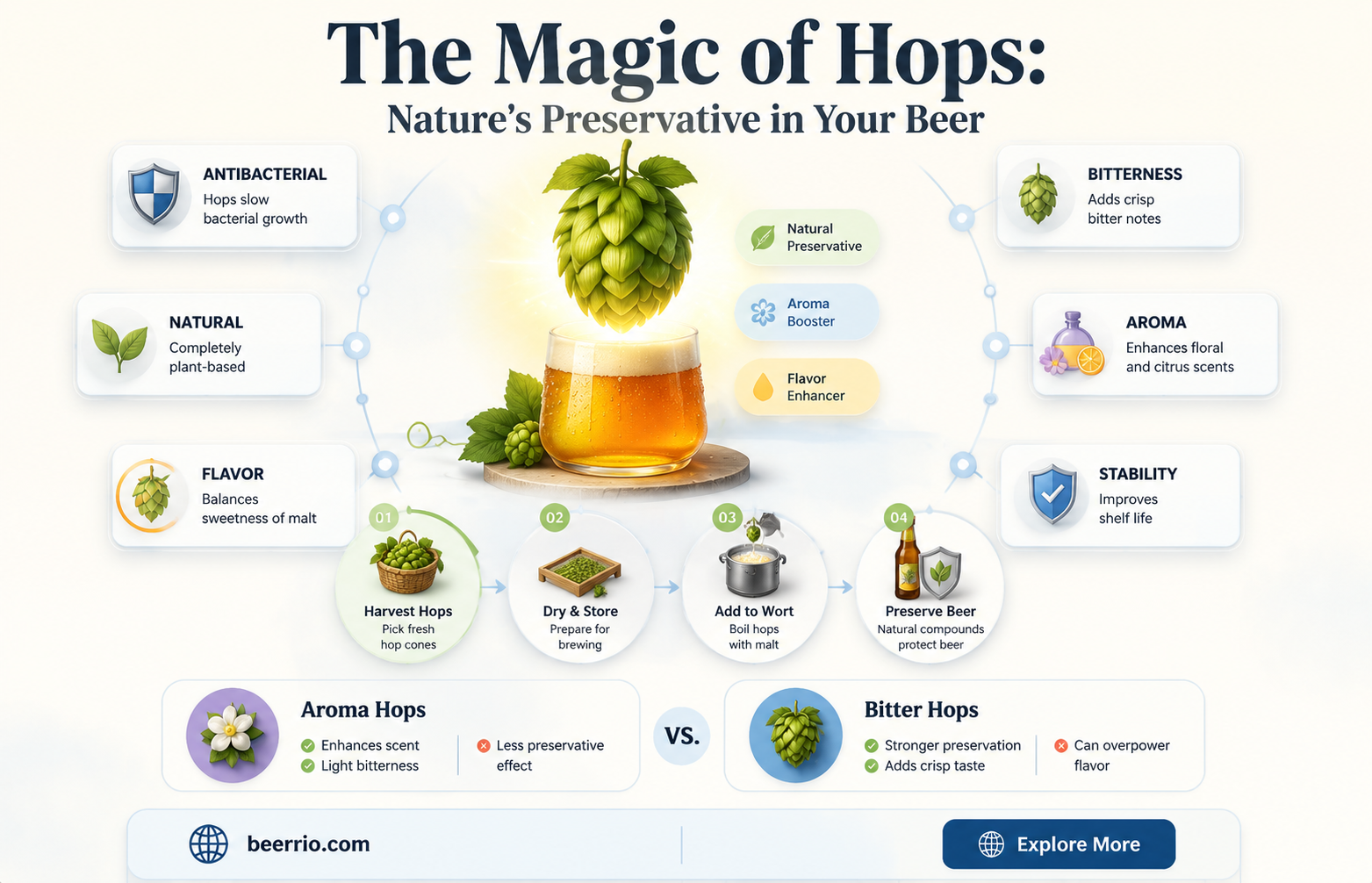 how does hops preserve beer