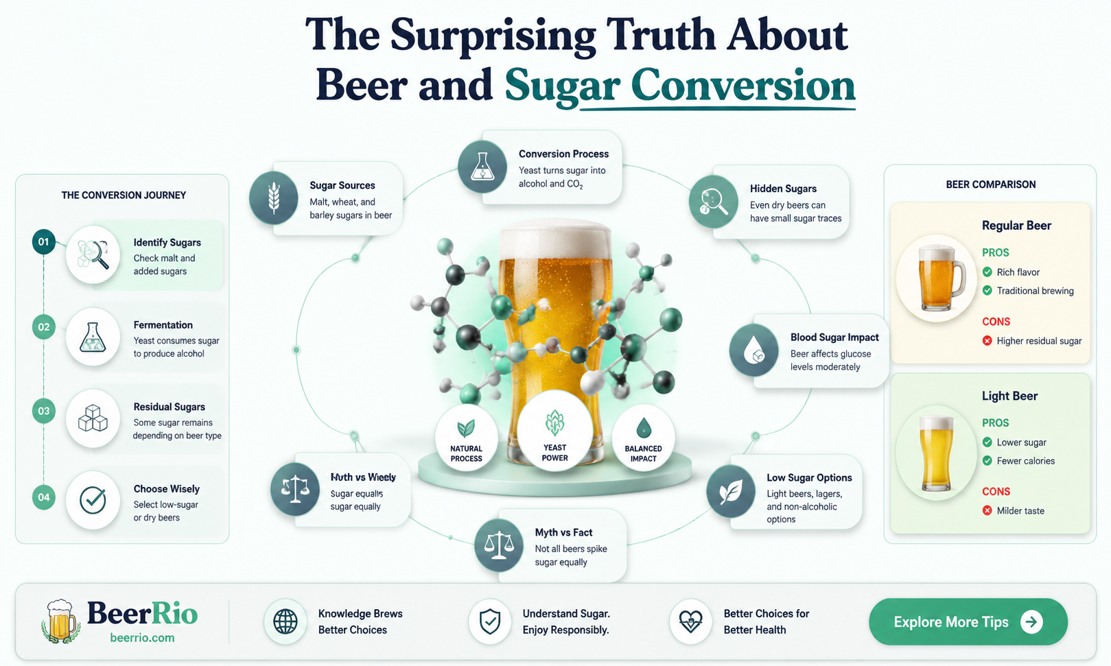 does beer turn into sugar