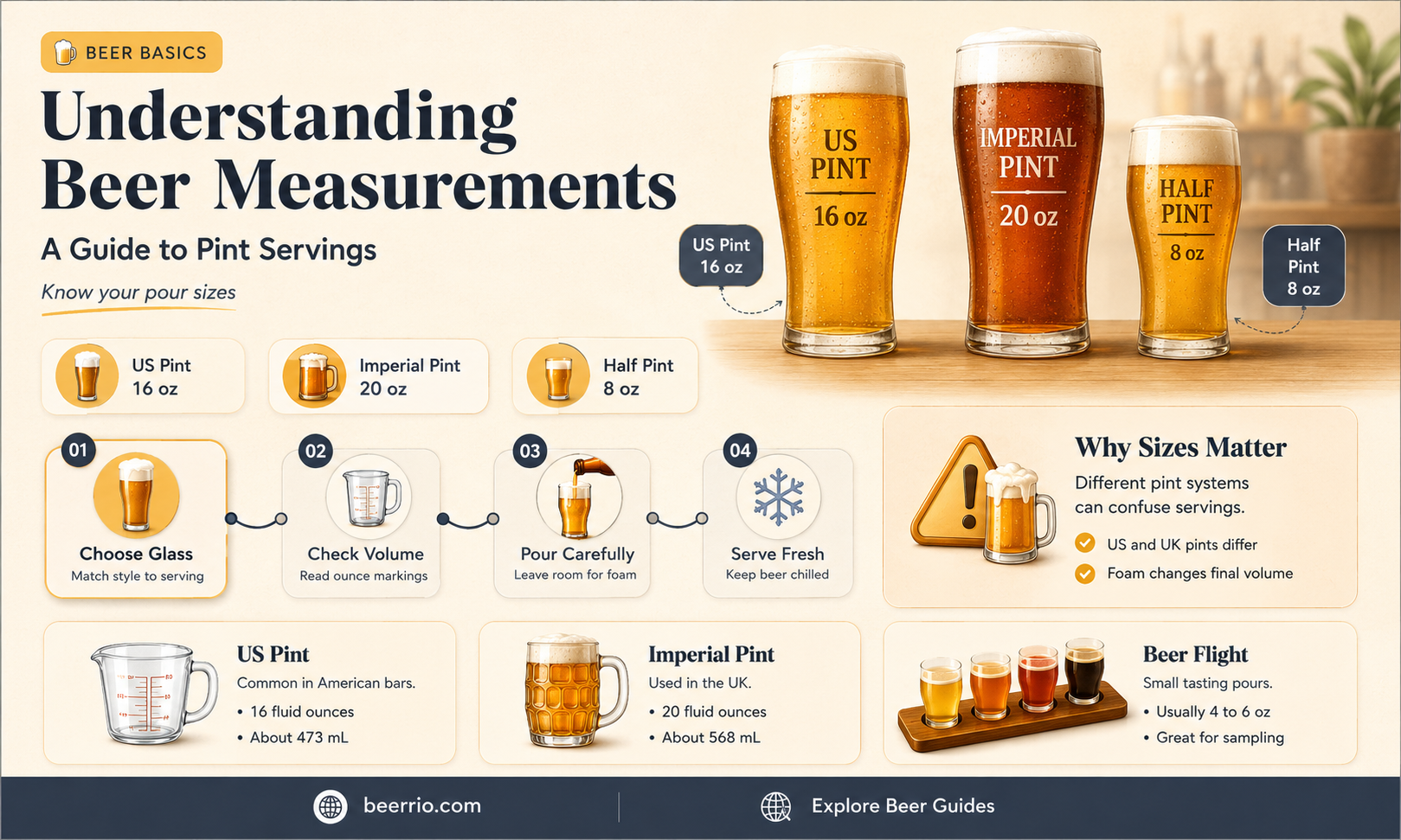 how many servings in a pint of beer