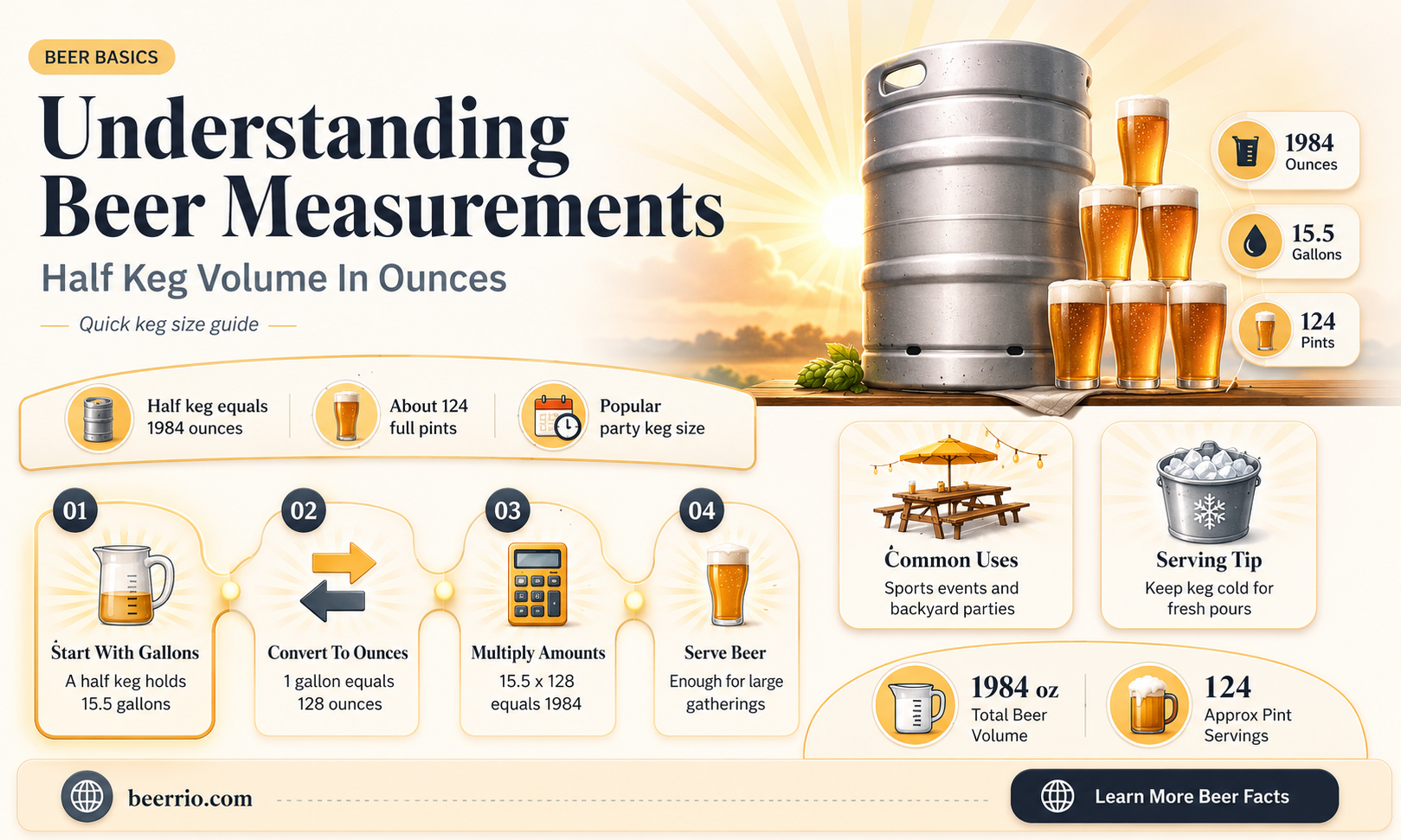 how many oz in a helf keg of beer