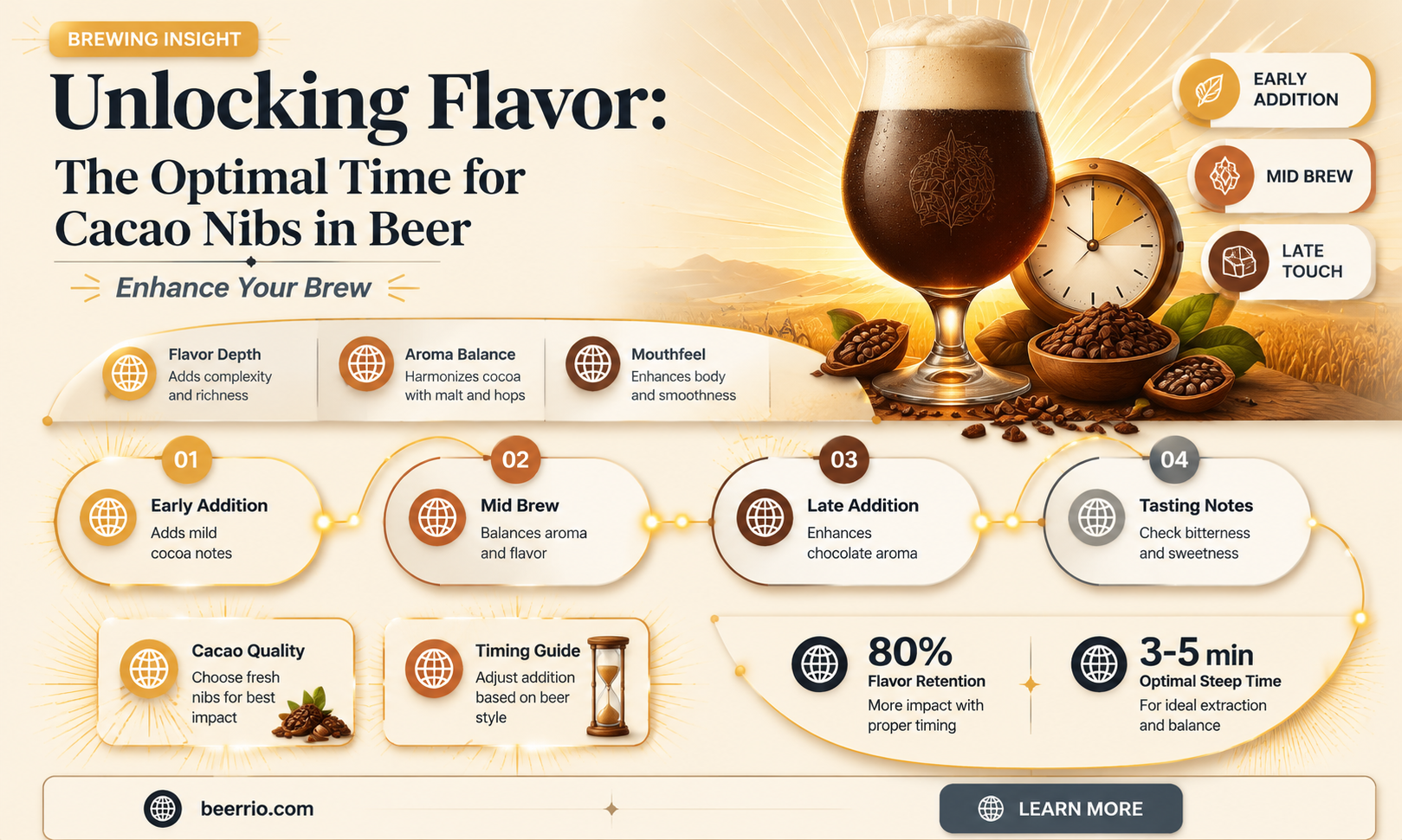 how long to leave cacao nibs in beer