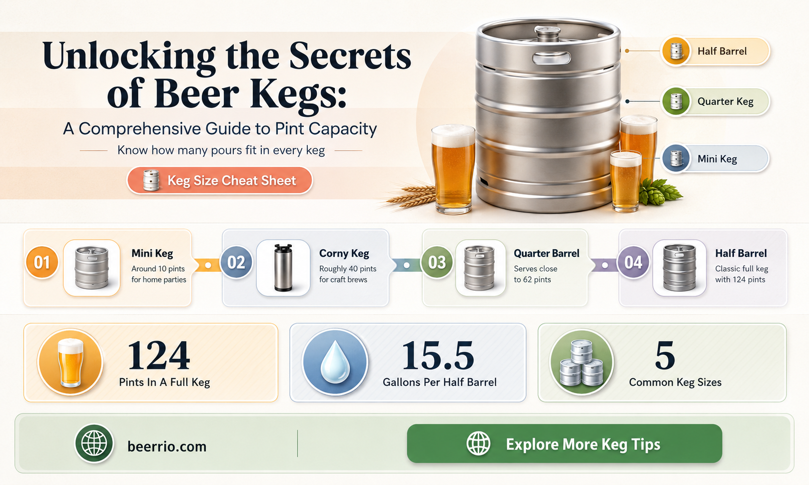 how many pints does a beer keg hold