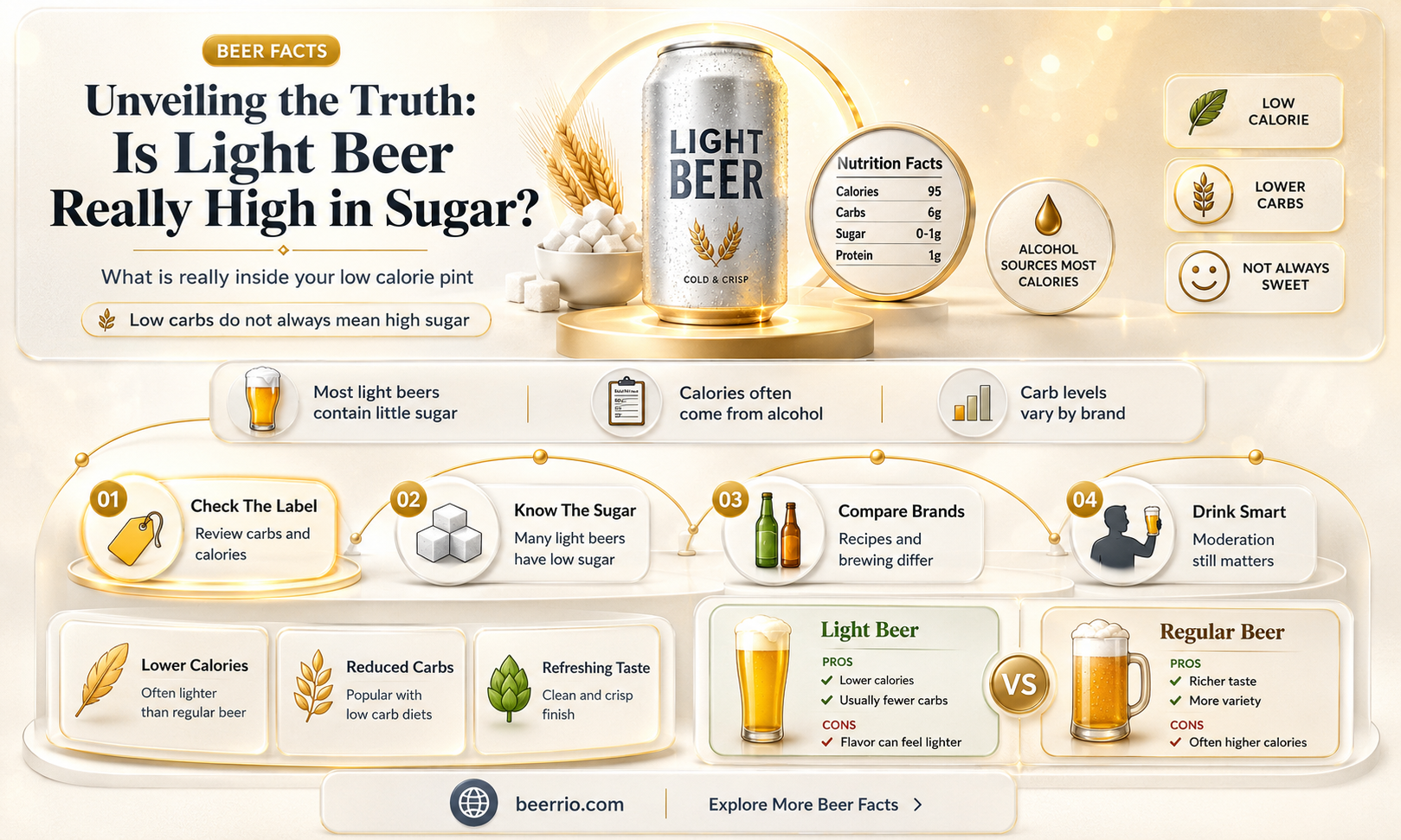 is light beer high in sugar